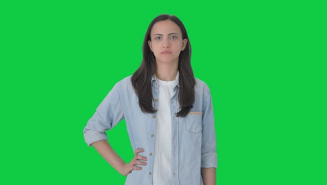 Frustrated-Indian-girl-looking-at-the-camera-Green-screen
