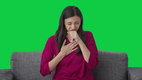Sick-Indian-woman-suffering-from-acidity-Green-screen