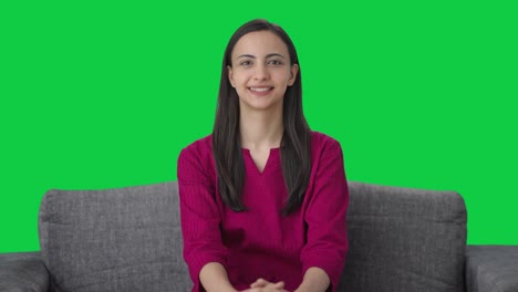 Happy-Indian-woman-smiling-to-the-camera-Green-screen