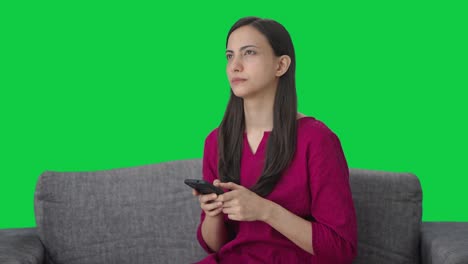 Indian-woman-chatting-with-someone-Green-screen