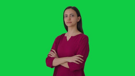 Retrato-De-Una-Profesora-India-Con-Pantalla-Verde