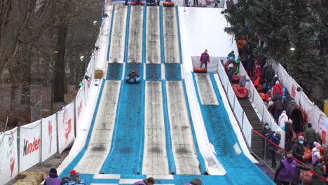 Kiev-Ukraine---January-11,-2021:-mountain-for-descent-on-an-inflatable-ring-on-the-territory-of-the-National-Complex-Expocenter-of-Ukraine-VDNH