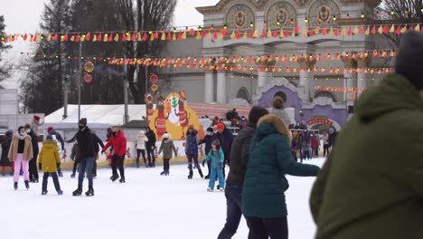 Kiev-Ukraine---January-11,-2021:-Skating-rink-on-the-territory-of-the-National-Complex-Expocenter-of-Ukraine-VDNH