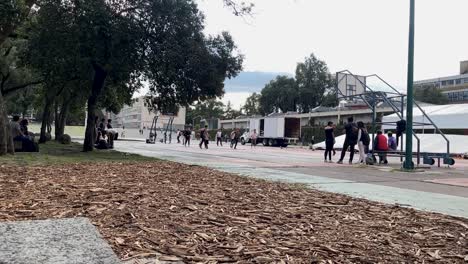 Zeitlupenkörbe,-Unams-Basketballplätze-In-Der-Universitätsstadt,-Mexiko-Stadt