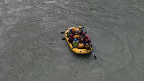 Aerial-View-Of-Tourists-Rafting-In-Kunhar-River-In-Naran