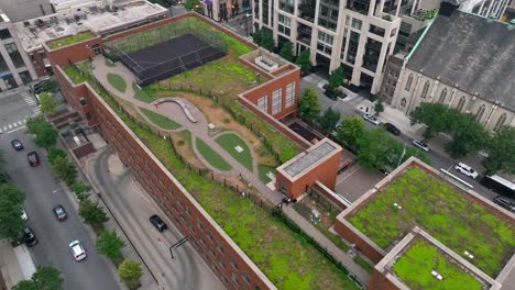 Green-roof-on-apartment-building-in-downtown-city-in-USA