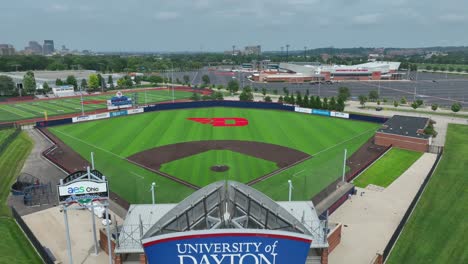 Plakatwand-Der-University-Of-Dayton-Auf-Dem-Baseballfeld