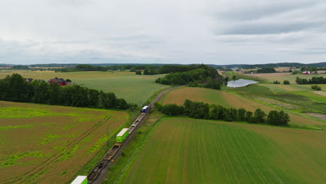 Birds-eye-view-of-fast-speed-cargo-train-on-railway