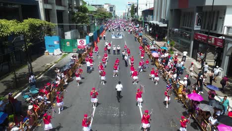 Drone-Shot-Over-School-Marching-Band-During-Costa-Rica-Independence-Day-Parade