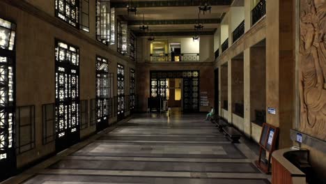 Grand-hall-passage-in-neoclassical-interior-style,-historical-Ministry-of-Treasury-in-Rio-de-Janeiro