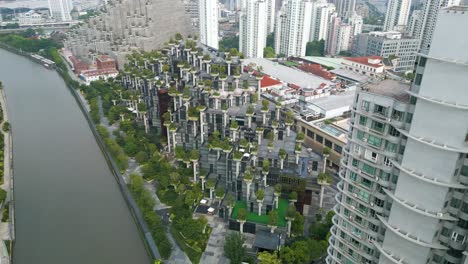 Aerial-establishing-shot-of-the-1000-Trees-Shopping-Mall-in-downtown-Shanghai