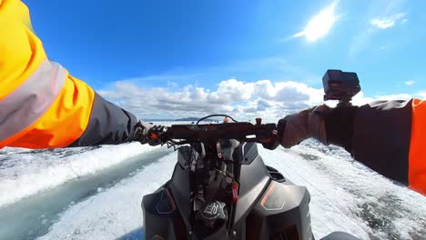 snowmobile-at-Langjökull-glacier-pov