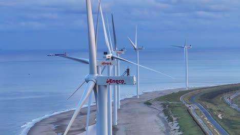 Close-up-view-of-wind-turbines-in-operation