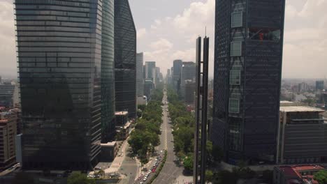 Aerial-View-Of-Office-Skyscrapers-Lining-Reforma-Avenue-In-Mexico-City