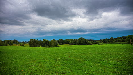 Dramatic-Cloudscape-of-Stratonimbus-Clouds-in-Timelapse-Over-the-Picturesque-Fields-of-Latvia