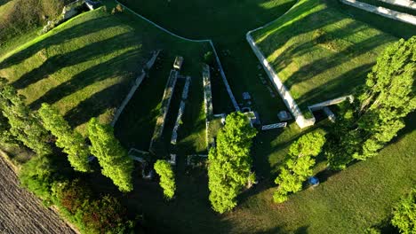Top-Down-View-Of-The-Carnuntum-Amphitheater-In-Austria---drone-shot