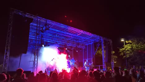 4K-60FPS-Swedish-Artist-on-Stage-in-Free-Outdoor-Concert-in-Sweden---Panoramic-Shot