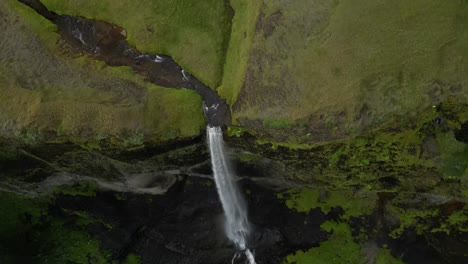 River-turning-out-into-a-waterfall,-south-coast-of-Iceland