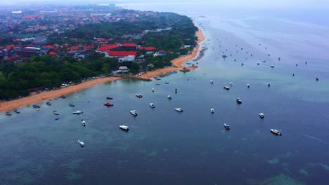Colorful-Fishing-Boats-At-The-Beachside-Resort-Town-Of-Sanur-In-Bali,-Indonesia