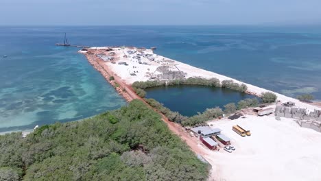 Large-jetty-getting-built-in-the-Dominican-Republic,-solution-tourism-flows