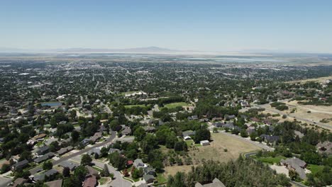 City-of-Bountiful-in-Davis-County,-Utah-during-Summer---Aerial-with-Copy-Space