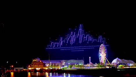 Drone-light-show-at-the-Navy-pier-showing-the-skyline-of-Chicago-and-the-Centennial-wheel
