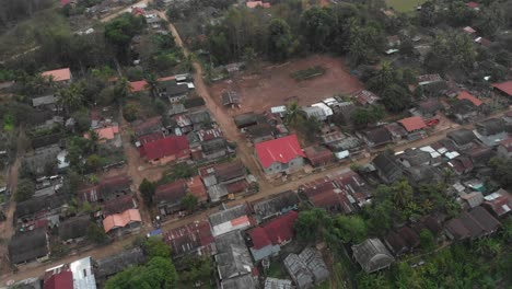 Drone-view-of-Muang-ngoy-remote-village-at-Loas,-aerial