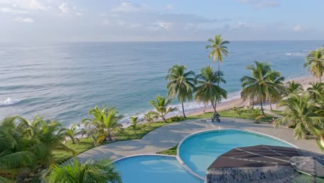 Aerial-View-Of-Swimming-Pool-In-The-Hotel-With-Tropical-Beach