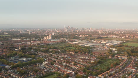 Aerial-slider-shot-of-central-London-from-North-Eastern-suburbs