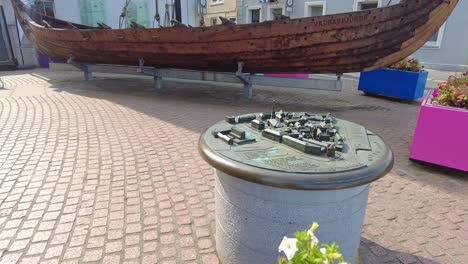 Waterford-City-Centre-model-of-the-viking-Town-and-replica-longboat-on-a-werm-summer-afternoon