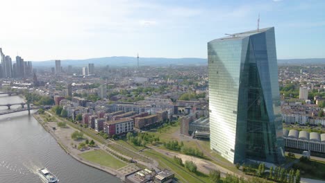 EZB,-European-Central-Bank,-Frankfurt,-Main,-Skyline,-Reflections,-Money-System,-Europe,-Finance,-Buisness