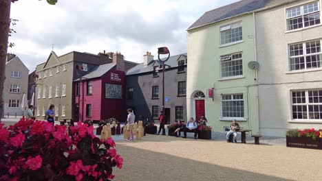 Waterford-City-streetscape-people-relaxing-in-The-Viking-Triangle-late-afternoon