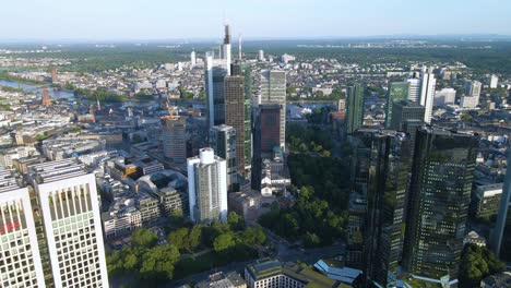 Skyline,-Finanzen,-Frankfurt,-Main,-Banken,-Drohne,-Schön,-Circle-Drive,-Geld,-Geschäft,-Banken