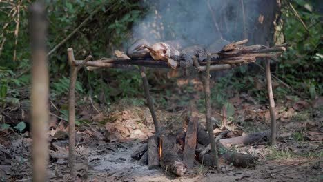 Roasting-fresh-fish-over-the-fire-in-the-jungle