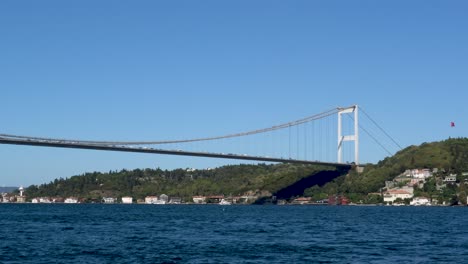 Heavy-Traffic-On-Fatih-Sultan-Mehmet-Bridge,-Bosphorus,-Istanbul,-Turkey