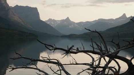 Misty-morning-on-Hidden-Lake,-Glacier-National-Park