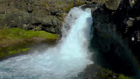 Slow-motion-of-Icelandic-waterfall-located-near-Dynjandi-waterfall-in-westfjords