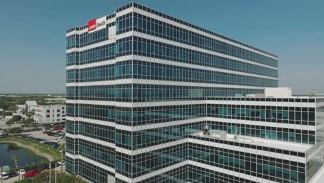 Aerial-view-of-UTMB-Health-Clear-Lake-Campus-Hospital-on-a-clear-sunny-day-in-Webster-Texas