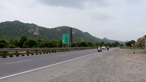 national-highway-with-vehicle-passing-by-at-morning-video-is-taken-at-ajmer-rajasthan-india-on-Aug-19-2023