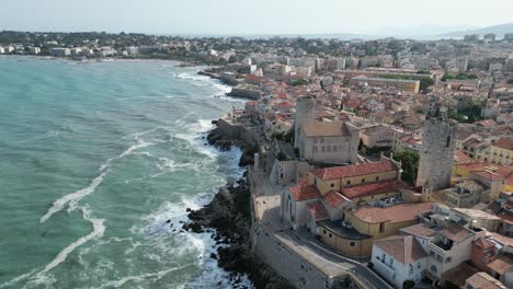 Old-town-waterfront-Antibes-France-drone,aerial