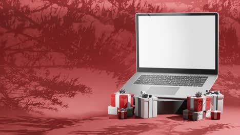 Sonderangebot-Für-Neue-Laptops,-Online-Einzelhandelsgeschäft-Mit-Geschenkboxen,-3D-Animationswiedergabe
