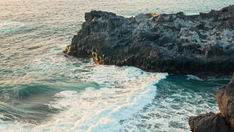 Turquoise-Ocean-Waves-Along-the-Coastal-Rocky-Cliffs-of-Tenerife-in-Los-Gigantes