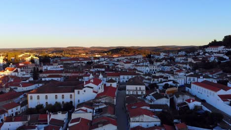 Drone-shot-of-a-village-of-white-houses-in-Alentejo-in-Portugal