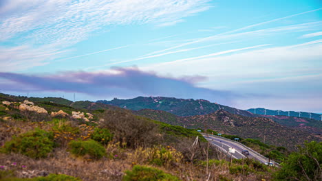 On-the-Southern-tip-of-Spain-overlooking-the-N-340-highway-on-the-way-to-Tarifa---time-lapse-wildfire
