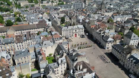 City-centre-Caen-Normandy-France-panning-drone,aerial