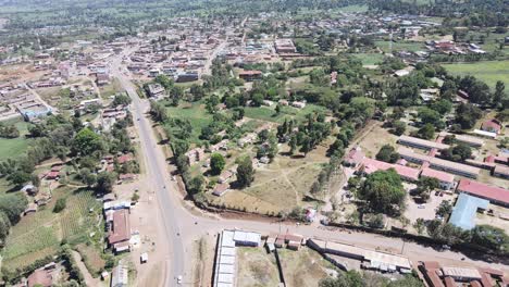 Aerial-view-revealing-panorama-of-Loitokitok-town,-Kenya