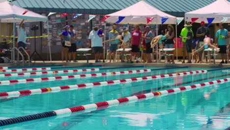 Scene-Of-People-At-The-Summer-Sports-Swim-Meet-In-Siloam-Springs,-Arkansas,-USA