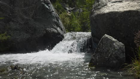 Waterfall-of-mountain-stream-between-two-rocks