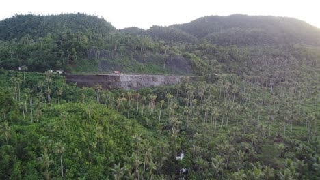 Die-Luftaufnahme-Zeigt-Das-Palmen-Aussichtsdeck-Auf-Der-Insel-Siargao-–-Philippinen-Bei-Sonnenuntergang