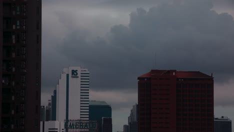Timelapse-of-Bangkok's-RS-Tower-and-Other-Buildings-Nearby-with-Clouds-Drifting-Overhead-in-Thailand